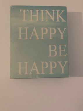 Think Happy Be Happy Wall Art - Teal & White